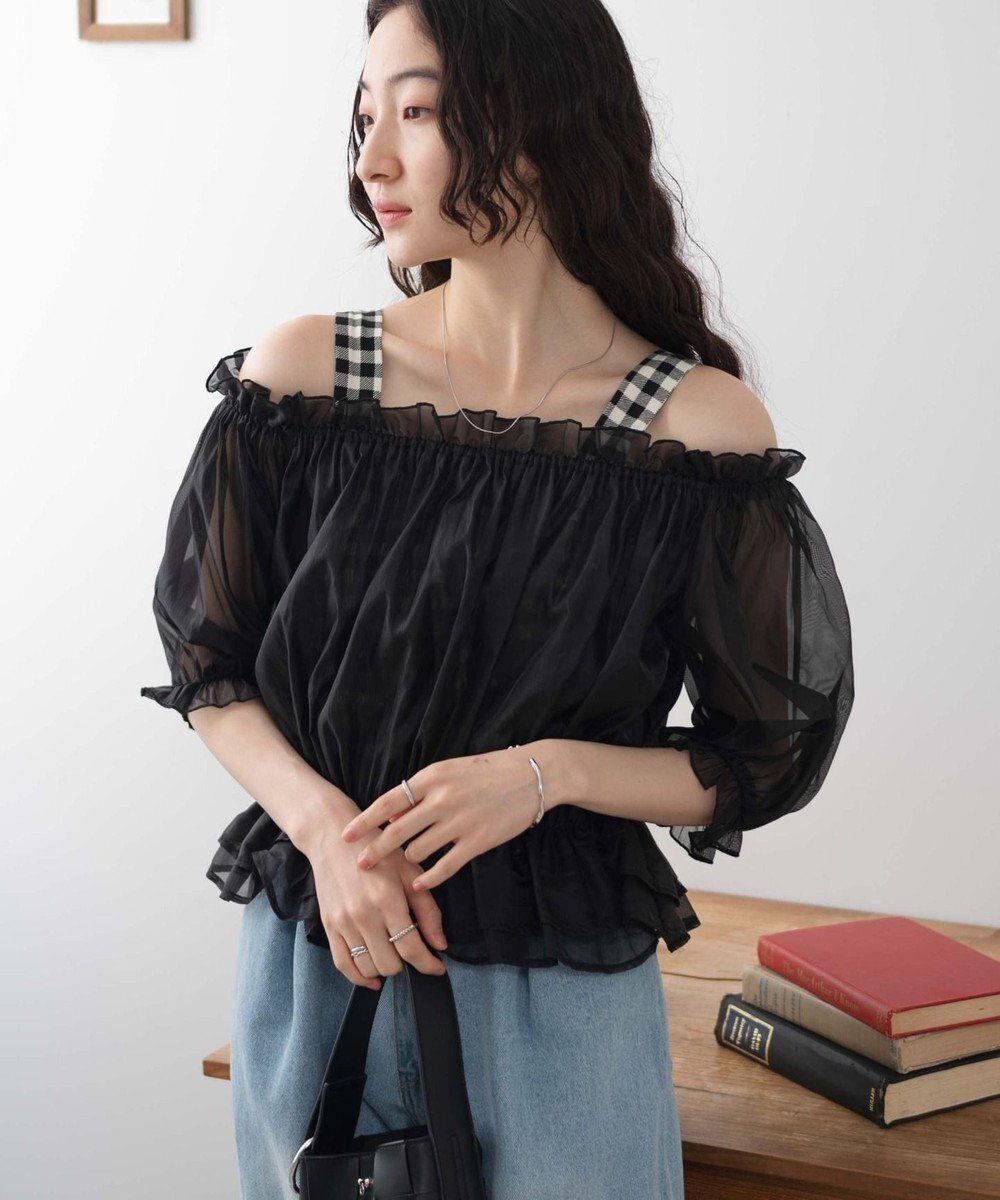 【ウィゴー/WEGO】の【2点セット】キャミSETオーガンジーオフショルブラウス インテリア・キッズ・メンズ・レディースファッション・服の通販 founy(ファニー) 　ファッション　Fashion　レディースファッション　Fashion for Women　トップス・カットソー　Cut & Sew Tops　キャミソール&ノースリーブ　Camisoles & Sleeveless Tops　シャツ・ブラウス・オフィスカジュアル　Elegant Blouses & Button-Ups　オーガンジー　Organza Fabric　春　Spring　ガーリー　Girly, Feminine Style　キャミ　Camisole, Cami Top　シアー　Sheer, See-Through　ショート　Short, Short Length　スマホ　Smartphone, Mobile Device　デニム　Denim, Jeans Material　ビスチェ　Bustier, Corset Top　フェミニン　Feminine, Girly　S/S・春夏　SS, Spring/Summer, Warm Season　おすすめ　Recommended / Our Picks　夏　Summer　ブラック|ID: prp329100004665145 ipo3291000000033746238