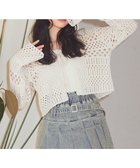 【アースミュージックアンドエコロジー/earth music&ecology】のフロントリボン透かし編みカーディガン Ivory|ID: prp329100004665164 ipo3291000000034244286