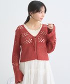 【アースミュージックアンドエコロジー/earth music&ecology】のフロントリボン透かし編みカーディガン Red|ID: prp329100004665164 ipo3291000000034244289