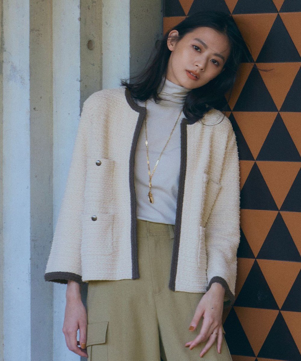 【自由区/JIYU-KU】のツイードライクニット カーディガン 人気、トレンドファッション・服の通販 founy(ファニー) 　ファッション　Fashion　レディースファッション　Fashion for Women　トップス・カットソー　Cut & Sew Tops　ニット　Knit Tops & Sweaters　カーディガン・羽織り　Layered Style Cardigans　カーディガン　Cardigan, Knitwear　コンパクト　Compact, Small Size　ジャケット　Jacket, Outerwear　ツイード　Twill, Twill Weave　トリミング　Trimming, Decorative Edge　トレンド　Trend, Trending Now　ボトム　Bottoms, Lower Wear　ポケット　Pocket, Pocket Detail　A/W・秋冬　Autumn/Winter　 other-1|ID: prp329100004665181 ipo3291000000034355186