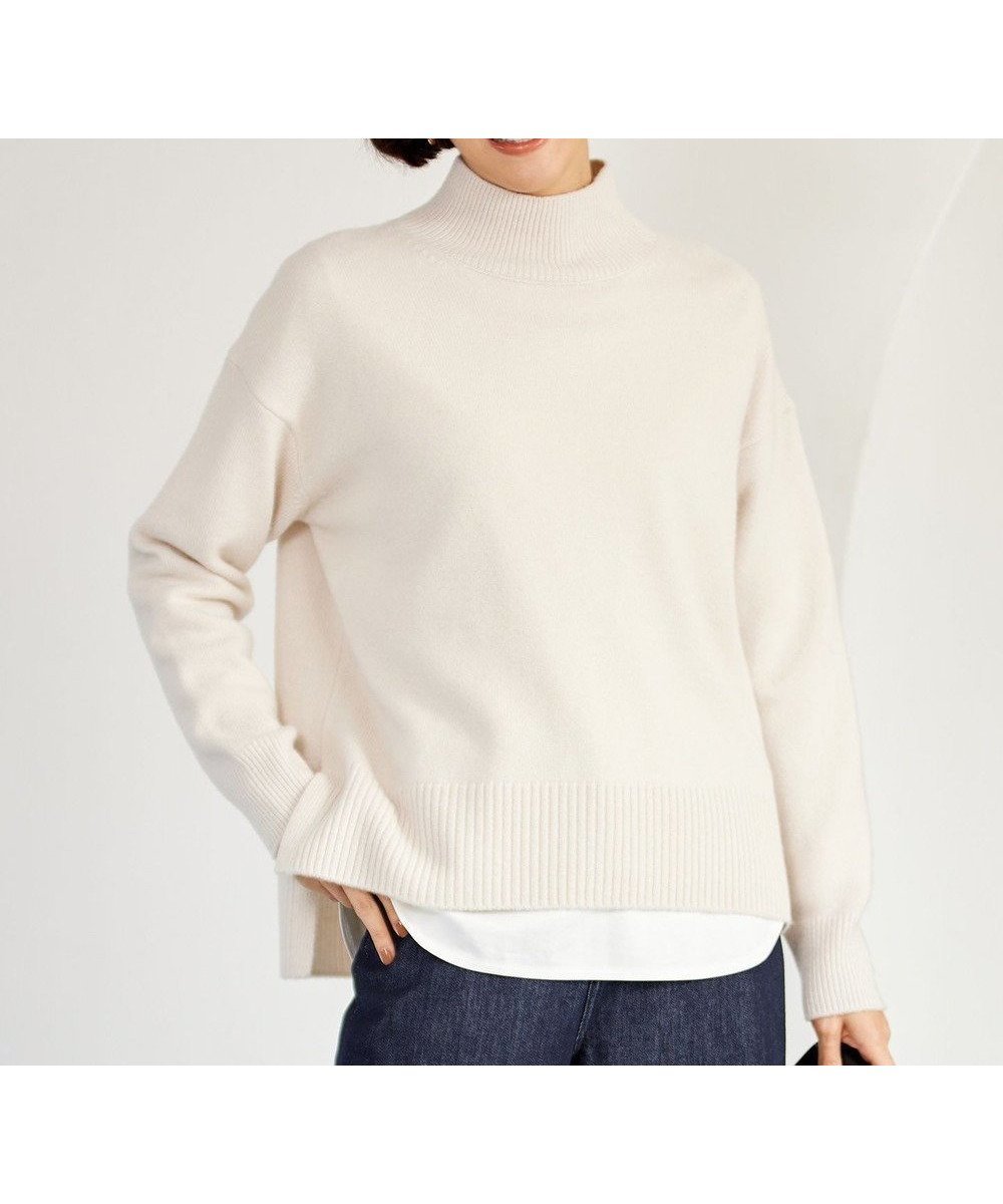 【自由区/JIYU-KU】の【洗える】ウールカシミヤブレンドハイネック ニット インテリア・キッズ・メンズ・レディースファッション・服の通販 founy(ファニー) 　ファッション　Fashion　レディースファッション　Fashion for Women　トップス・カットソー　Cut & Sew Tops　ニット　Knit Tops & Sweaters　シンプル　Simple, Minimal　スリット　Slit, Slit Detail　セーター　Sweater, Knitwear　ハイネック　High Neck, Mock Neck　ベーシック　Basic, Essential　ボトム　Bottoms, Lower Wear　ミドル　Middle Length, Mid Height　冬　Winter / This Winter　洗える　Machine Washable　A/W・秋冬　Autumn/Winter　シャンパンベージュ|ID: prp329100004665188 ipo3291000000033746406