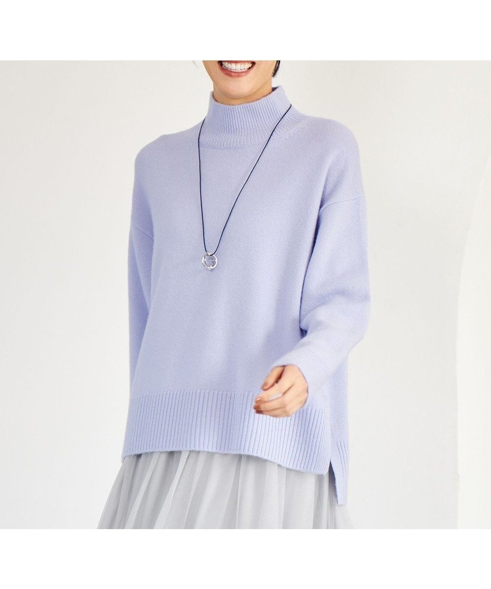 【自由区/JIYU-KU】の【洗える】ウールカシミヤブレンドハイネック ニット インテリア・キッズ・メンズ・レディースファッション・服の通販 founy(ファニー) 　ファッション　Fashion　レディースファッション　Fashion for Women　トップス・カットソー　Cut & Sew Tops　ニット　Knit Tops & Sweaters　シンプル　Simple, Minimal　スリット　Slit, Slit Detail　セーター　Sweater, Knitwear　ハイネック　High Neck, Mock Neck　ベーシック　Basic, Essential　ボトム　Bottoms, Lower Wear　ミドル　Middle Length, Mid Height　冬　Winter / This Winter　洗える　Machine Washable　A/W・秋冬　Autumn/Winter　テンダーブルー|ID: prp329100004665188 ipo3291000000033746408