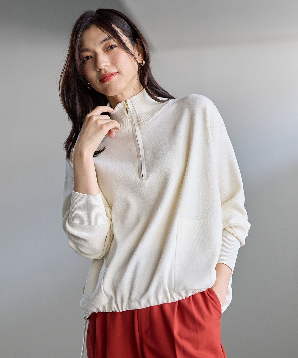 【エニー/ANY】の【アンチピリング】スウェットライクハーフジップニット 人気、トレンドファッション・服の通販 founy(ファニー) 　ファッション　Fashion　レディースファッション　Fashion for Women　トップス・カットソー　Cut & Sew Tops　ニット　Knit Tops & Sweaters　レディースパーカー・カジュアルフーディー　Casual Hoodies & Sweatshirts　スウェット・クルーネックトップス　Sweatshirts & Crewnecks / Relaxed Fit Sweat Tops　クッション　Cushion, Throw Pillow　シンプル　Simple, Minimal　ストレッチ　Stretch, Stretchy Fabric　スマホ　Smartphone, Mobile Device　セーター　Sweater, Knitwear　タートルネック　Turtleneck, High Neck　バランス　Balance, Style Balance　ボトム　Bottoms, Lower Wear　ポケット　Pocket, Pocket Detail　A/W・秋冬　Autumn/Winter　再入荷　Restock / Back in Stock　新作・新入荷　New Arrivals / New In　おすすめ　Recommended / Our Picks　 other-1|ID: prp329100004665289 ipo3291000000033746795