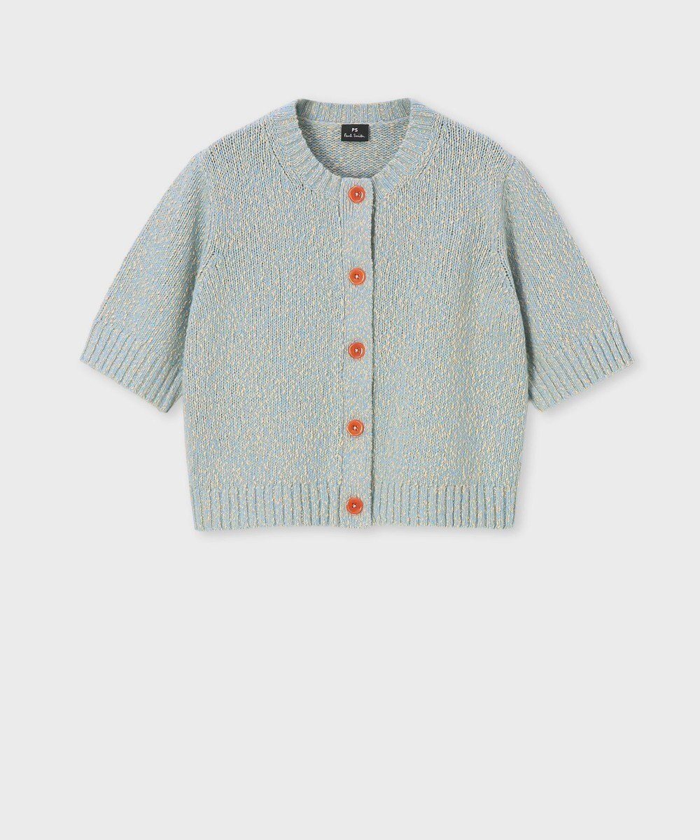 【ポール スミス/Paul Smith】の【洗える】ブークレヤーン 半袖ニット カーディガン インテリア・キッズ・メンズ・レディースファッション・服の通販 founy(ファニー) 　ファッション　Fashion　レディースファッション　Fashion for Women　トップス・カットソー　Cut & Sew Tops　ニット　Knit Tops & Sweaters　カーディガン・羽織り　Layered Style Cardigans　新作・新入荷　New Arrivals / New In　カーディガン　Cardigan, Knitwear　コンパクト　Compact, Small Size　デニム　Denim, Jeans Material　フェミニン　Feminine, Girly　ベスト　Vest, Waistcoat　半袖　Short Sleeve, Half Sleeve　夏　Summer　春　Spring　S/S・春夏　SS, Spring/Summer, Warm Season　洗える　Machine Washable　A/W・秋冬　Autumn/Winter　ライトブルー|ID: prp329100004665308 ipo3291000000033746837