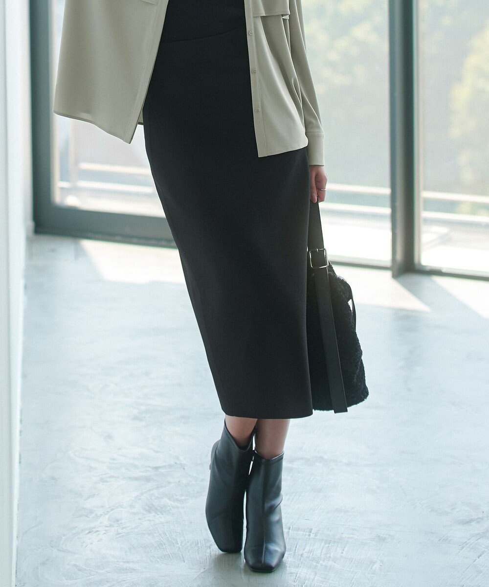 【アイシービー/iCB】の【洗える】 シンセティックダブルフェイス ニットタイトスカート インテリア・キッズ・メンズ・レディースファッション・服の通販 founy(ファニー) 　ファッション　Fashion　レディースファッション　Fashion for Women　スカート　Skirts　洗える　Machine Washable　コンパクト　Compact, Small Size　スタイリッシュ　Stylish, Fashionable　ストレッチ　Stretch, Stretchy Fabric　センター　Center, Center Line　タイトスカート　Pencil Skirt, Tight Skirt　ダブル　Double, Double-Breasted　A/W・秋冬　Autumn/Winter　エレガント 上品　Elegant　2025年　2025　2025-2026秋冬・A/W　Autumn/Winter 2025–26 AW25–26　ブラック系|ID: prp329100004665342 ipo3291000000033919902