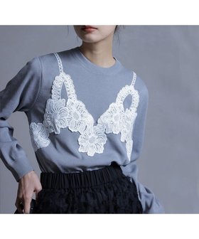 【組曲/KUMIKYOKU】の【組曲×setsuko sagittaire】レーシートラック プルニット 人気、トレンドファッション・服の通販 founy(ファニー) ファッション Fashion レディースファッション Fashion for Women トップス・カットソー Cut & Sew Tops ニット Knit Tops & Sweaters 秋 Autumn キャミソール Camisole, Spaghetti Strap Top コンパクト Compact, Small Size ジャケット Jacket, Outerwear スウェット / スエット Sweatshirt, Sweatwear セーター Sweater, Knitwear トレンド Trend, Trending Now 人気 Popular, Best Seller バランス Balance, Style Balance フォルム Silhouette, Form ボトム Bottoms, Lower Wear ランジェリー Lingerie, Intimate Wear レース Lace, Lace Fabric ワーク Workwear, Utility Style A/W・秋冬 Autumn/Winter 新作・新入荷 New Arrivals / New In エレガント 上品 Elegant 2025年 2025 2025-2026秋冬・A/W Autumn/Winter 2025–26 AW25–26 |ID:prp329100004665362