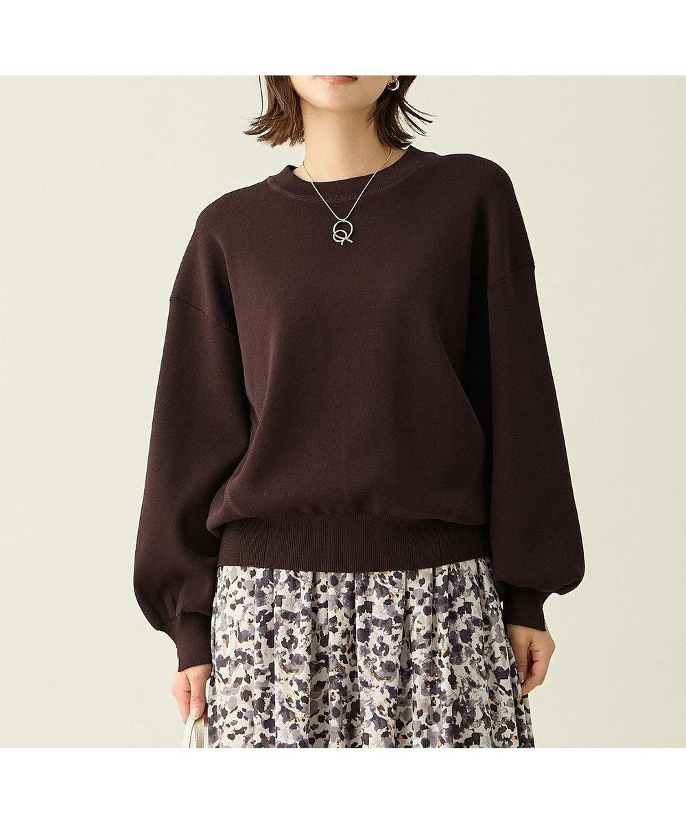 【エニー/ANY】のスウェットライクニット インテリア・キッズ・メンズ・レディースファッション・服の通販 founy(ファニー) 　ファッション　Fashion　レディースファッション　Fashion for Women　トップス・カットソー　Cut & Sew Tops　ニット　Knit Tops & Sweaters　レディースパーカー・カジュアルフーディー　Casual Hoodies & Sweatshirts　スウェット・クルーネックトップス　Sweatshirts & Crewnecks / Relaxed Fit Sweat Tops　クッション　Cushion, Throw Pillow　ストレッチ　Stretch, Stretchy Fabric　スマホ　Smartphone, Mobile Device　スリット　Slit, Slit Detail　スリーブ　Sleeve, Long Sleeve / Short Sleeve　セーター　Sweater, Knitwear　タンク　Tank Top, Sleeveless Top　ボトム　Bottoms, Lower Wear　A/W・秋冬　Autumn/Winter　再入荷　Restock / Back in Stock　おすすめ　Recommended / Our Picks　エレガント 上品　Elegant　ブラウン|ID: prp329100004665385 ipo3291000000034029352