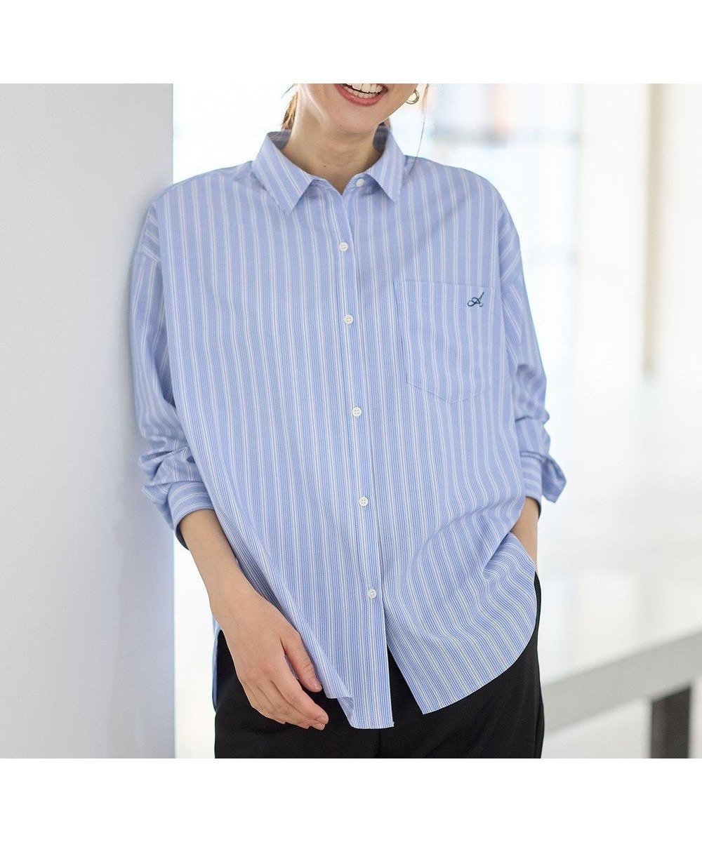 【エニー/ANY】のオーバーサイズシャツ インテリア・キッズ・メンズ・レディースファッション・服の通販 founy(ファニー) 　ファッション　Fashion　レディースファッション　Fashion for Women　トップス・カットソー　Cut & Sew Tops　シャツ・ブラウス・オフィスカジュアル　Elegant Blouses & Button-Ups　インナー　Innerwear　抗菌　Antibacterial, Bacteria-Resistant　ストライプ　Stripe, Striped Pattern　スマホ　Smartphone, Mobile Device　スラックス　Slacks, Dress Pants　タンク　Tank Top, Sleeveless Top　デニム　Denim, Jeans Material　定番　Standard, Basic Item　ベスト　Vest, Waistcoat　羽織　Haori, Light Jacket　A/W・秋冬　Autumn/Winter　再入荷　Restock / Back in Stock　ブルーストライプ|ID: prp329100004665403 ipo3291000000035394283