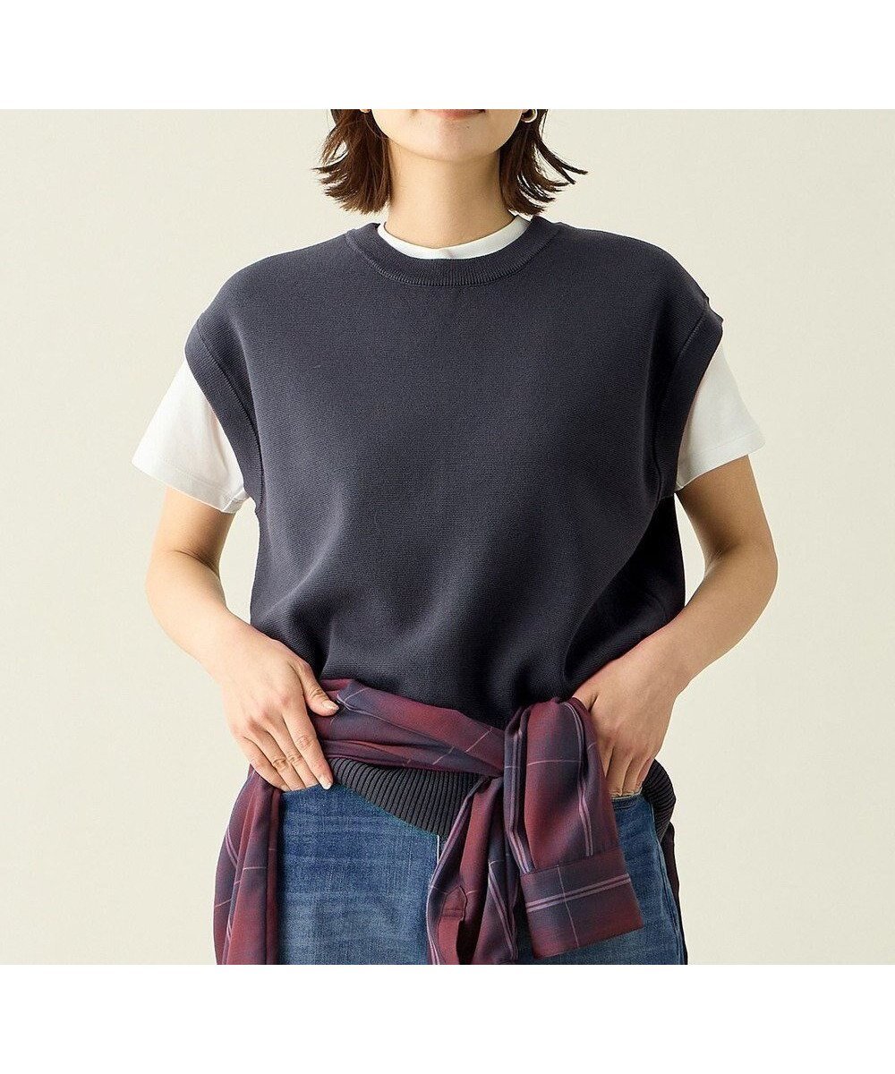 【エニー/ANY】の【洗濯機可】フレンチスリーブニット インテリア・キッズ・メンズ・レディースファッション・服の通販 founy(ファニー) 　ファッション　Fashion　レディースファッション　Fashion for Women　トップス・カットソー　Cut & Sew Tops　ニット　Knit Tops & Sweaters　秋　Autumn　カットソー　Cut and Sewn Top　ストレッチ　Stretch, Stretchy Fabric　スマホ　Smartphone, Mobile Device　スリット　Slit, Slit Detail　スリーブ　Sleeve, Long Sleeve / Short Sleeve　セーター　Sweater, Knitwear　フレンチ　French, French Style　ベスト　Vest, Waistcoat　ロング　Long, Long-Length　ワイド　Wide, Wide Fit　A/W・秋冬　Autumn/Winter　再入荷　Restock / Back in Stock　新作・新入荷　New Arrivals / New In　エレガント 上品　Elegant　スレート|ID: prp329100004665407 ipo3291000000033747262