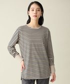 【エニー/ANY】の【洗濯機可/UVケア/接触冷感】シャツテールロングスリーブTシャツ ベージュ×ブラック|ID: prp329100004665446 ipo3291000000033747341