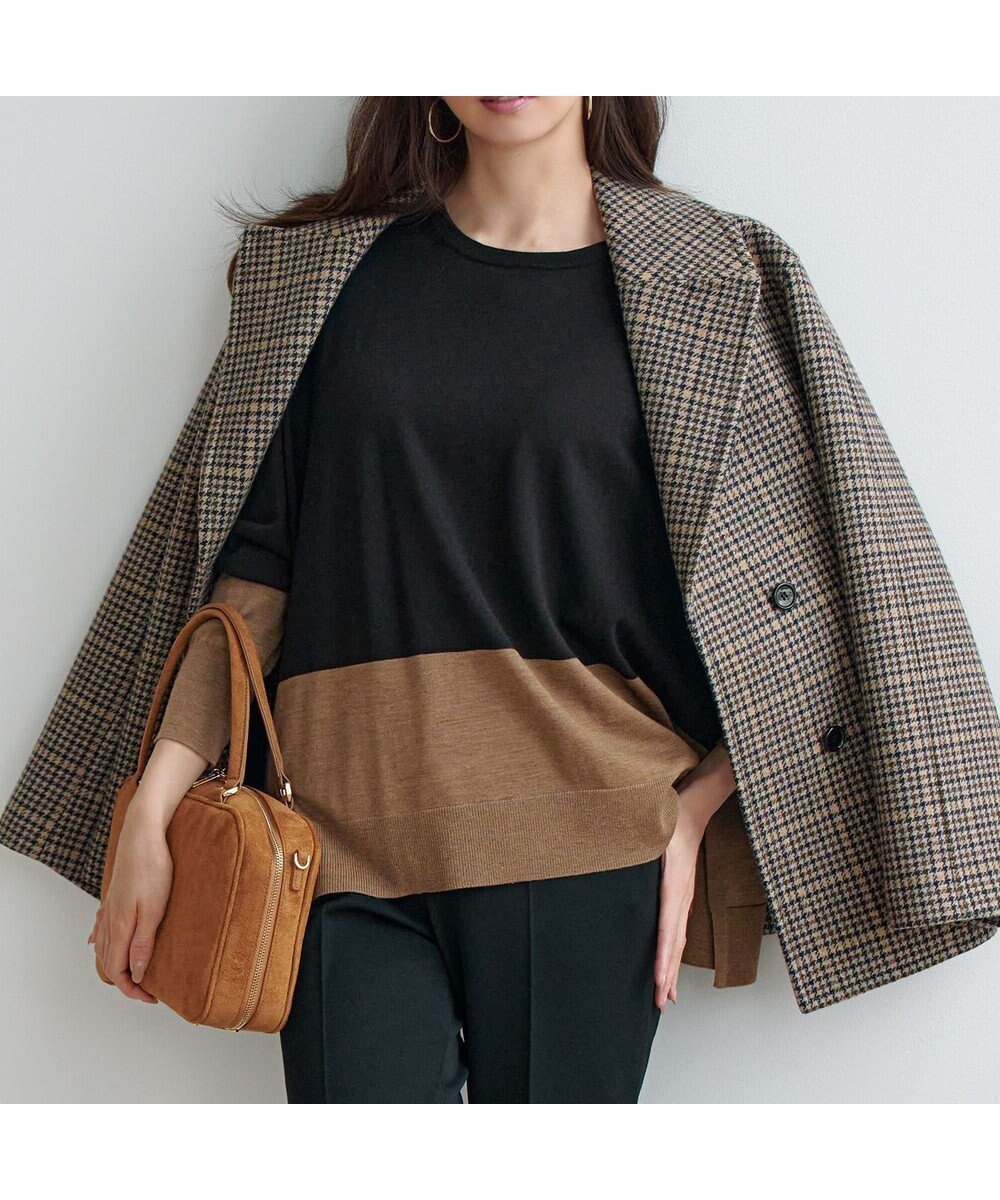 【23区/NIJYUSANKU】の【洗える】ウーステッドウール カラーブロック ニット インテリア・キッズ・メンズ・レディースファッション・服の通販 founy(ファニー) ファッション Fashion レディースファッション Fashion for Women トップス・カットソー Cut & Sew Tops ニット Knit Tops & Sweaters イタリア Italy インナー Innerwear 洗える Machine Washable シンプル Simple, Minimal セーター Sweater, Knitwear ターコイズ Turquoise, Blue-Green 定番 Standard, Basic Item フェミニン Feminine, Girly ブロック Block, Solid Block Pattern ワイド Wide, Wide Fit A/W・秋冬 Autumn/Winter 冬 Winter / This Winter 2025年 2025 2025-2026秋冬・A/W Autumn/Winter 2025–26 AW25–26 ブラック×キャメル|ID: prp329100004665791 ipo3291000000034157202