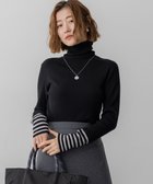 【23区/NIJYUSANKU】の【見上愛さん着用/VERY12月号掲載/洗える】ウーステッドウール リブタートル ボーダー ニット ブラック×ベージュ|ID: prp329100004665799 ipo3291000000033950115