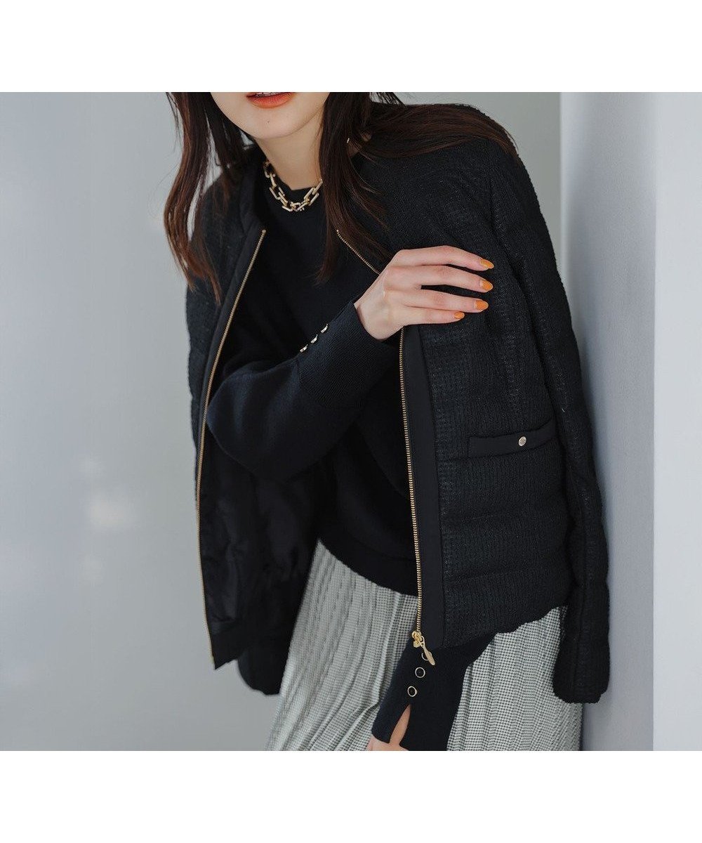 【エニィ スィス/any SiS】の【2WAY】ツイードノーカラー ダウンジャケット インテリア・キッズ・メンズ・レディースファッション・服の通販 founy(ファニー) 　ファッション　Fashion　レディースファッション　Fashion for Women　アウター　Coat / Outerwear Collection　コート・ロングコート・ピーコート　Long Coats, Peacoats & More　レディースジャケット・軽アウター　Jackets　インナー　Innerwear　ウォッシャブル　Machine Washable　春　Spring　クラシカル　Classical, Vintage-Inspired　ジャケット　Jacket, Outerwear　ダウン　Down, Puffer　チェスターコート　Chester Coat, Long Coat　ツイード　Twill, Twill Weave　デニム　Denim, Jeans Material　フェザー　Feather, Feather Detail　ポケット　Pocket, Pocket Detail　ミドル　Middle Length, Mid Height　ロング　Long, Long-Length　A/W・秋冬　Autumn/Winter　おすすめ　Recommended / Our Picks　エレガント 上品　Elegant　新作・新入荷　New Arrivals / New In　ブラック|ID: prp329100004665808 ipo3291000000035635826