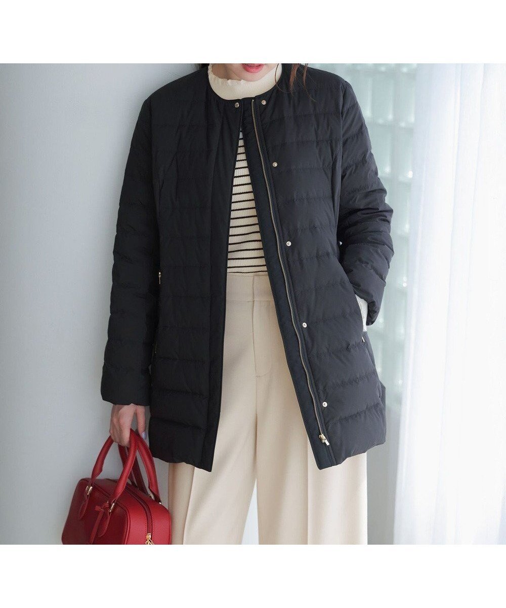 【エニィ スィス/any SiS】の【撥水・洗える】2WAYノーカラーミドル ダウン 人気、トレンドファッション・服の通販 founy(ファニー) 　ファッション　Fashion　レディースファッション　Fashion for Women　アウター　Coat / Outerwear Collection　コート・ロングコート・ピーコート　Long Coats, Peacoats & More　レディースジャケット・軽アウター　Jackets　インナー　Innerwear　洗える　Machine Washable　軽量　Lightweight, Ultra Light　シェイプ　Shape, Slim Fit　ジャケット　Jacket, Outerwear　タフタ　Taffeta, Structured Fabric　ダウン　Down, Puffer　チェスターコート　Chester Coat, Long Coat　ツイード　Twill, Twill Weave　ドット　Polka Dot, Dot Pattern　バランス　Balance, Style Balance　フェザー　Feather, Feather Detail　ポケット　Pocket, Pocket Detail　防寒　Cold Protection, Winter-Ready　ミドル　Middle Length, Mid Height　A/W・秋冬　Autumn/Winter　新作・新入荷　New Arrivals / New In　おすすめ　Recommended / Our Picks　エレガント 上品　Elegant　 other-1|ID: prp329100004665812 ipo3291000000033748160