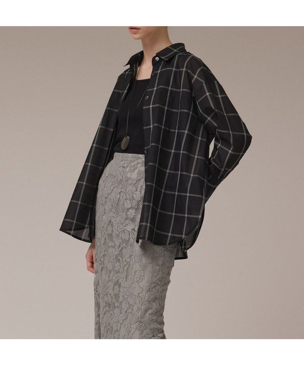 【グレース コンチネンタル/GRACE CONTINENTAL】のオーガン2WAYシャツ インテリア・キッズ・メンズ・レディースファッション・服の通販 founy(ファニー) 　ファッション　Fashion　レディースファッション　Fashion for Women　トップス・カットソー　Cut & Sew Tops　シャツ・ブラウス・オフィスカジュアル　Elegant Blouses & Button-Ups　オーガンジー　Organza Fabric　キャミソール　Camisole, Spaghetti Strap Top　チェック　Check, Plaid, Tartan　デニム　Denim, Jeans Material　ラグジュアリー　Luxury, Elegant　エレガント 上品　Elegant　A/W・秋冬　Autumn/Winter　ブラック|ID: prp329100004665894 ipo3291000000033748494