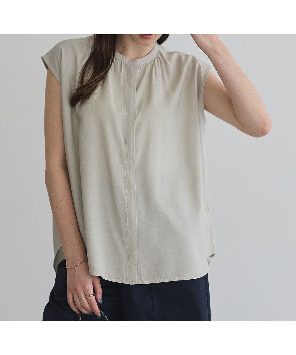 【イェッカ ヴェッカ/YECCA VECCA】の【接触冷感】COOLバックピンタックブラウス インテリア・キッズ・メンズ・レディースファッション・服の通販 founy(ファニー) 　ファッション　Fashion　レディースファッション　Fashion for Women　トップス・カットソー　Cut & Sew Tops　シャツ・ブラウス・オフィスカジュアル　Elegant Blouses & Button-Ups　おすすめ　Recommended / Our Picks　スリーブ　Sleeve, Long Sleeve / Short Sleeve　フレンチ　French, French Style　ボックス　Boxy, Box Shape　ポケット　Pocket, Pocket Detail　エレガント 上品　Elegant　夏　Summer　春　Spring　S/S・春夏　SS, Spring/Summer, Warm Season　Gray Beige|ID: prp329100004665916 ipo3291000000033748587