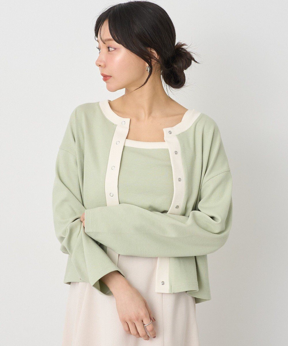 【アースミュージックアンドエコロジー/earth music&ecology】のSET2点リブアンサンブル インテリア・キッズ・メンズ・レディースファッション・服の通販 founy(ファニー) 　ファッション　Fashion　レディースファッション　Fashion for Women　トップス・カットソー　Cut & Sew Tops　カーディガン・羽織り　Layered Style Cardigans　アンサンブルニット　Knit Ensembles & Twin Sets　インナー　Innerwear　カーディガン　Cardigan, Knitwear　キャミソール　Camisole, Spaghetti Strap Top　シンプル　Simple, Minimal　ボトム　Bottoms, Lower Wear　ポケット　Pocket, Pocket Detail　ワイド　Wide, Wide Fit　夏　Summer　春　Spring　S/S・春夏　SS, Spring/Summer, Warm Season　Mint|ID: prp329100004666335 ipo3291000000034270170