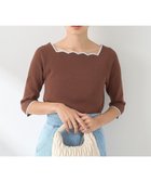 【アースミュージックアンドエコロジー/earth music&ecology】の襟袖スカラップ配色プルオーバー 人気、トレンドファッション・服の通販 founy(ファニー) ファッション Fashion レディースファッション Fashion for Women トップス・カットソー Cut & Sew Tops ニット Knit Tops & Sweaters カジュアルプルオーバー・ニットトップス Pullovers & Knit Tops / Casual Pullovers おすすめ Recommended / Our Picks インナー Innerwear コンパクト Compact, Small Size スカラップ Scallop, Scalloped Edge セーター Sweater, Knitwear フォルム Silhouette, Form フレーム Frame, Outline ポケット Pocket, Pocket Detail A/W・秋冬 Autumn/Winter thumbnail Brown|ID: prp329100004666345 ipo3291000000033750276