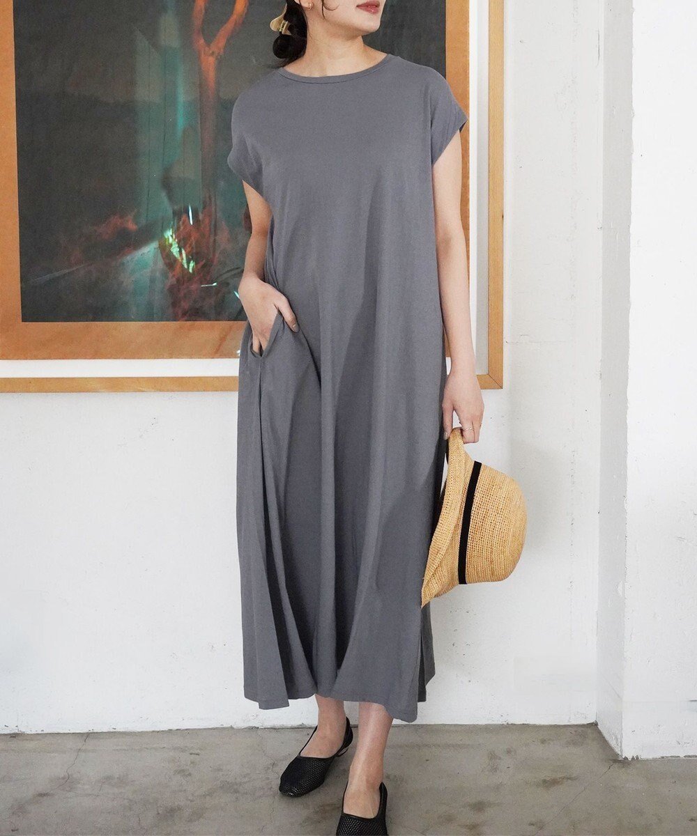 【トック/TOQUE】の〈大草直子さんアドバイザー〉【洗える/天然素材】タンギスコットン天竺 ワンピース インテリア・キッズ・メンズ・レディースファッション・服の通販 founy(ファニー) ファッション Fashion レディースファッション Fashion for Women ワンピース Dresses 春 Spring 洗える Machine Washable ストレート Straight, Straight Cut パターン Pattern, Design Print ポケット Pocket, Pocket Detail S/S・春夏 SS, Spring/Summer, Warm Season 夏 Summer エレガント 上品 Elegant チャコールグレー|ID: prp329100004666396 ipo3291000000033750455