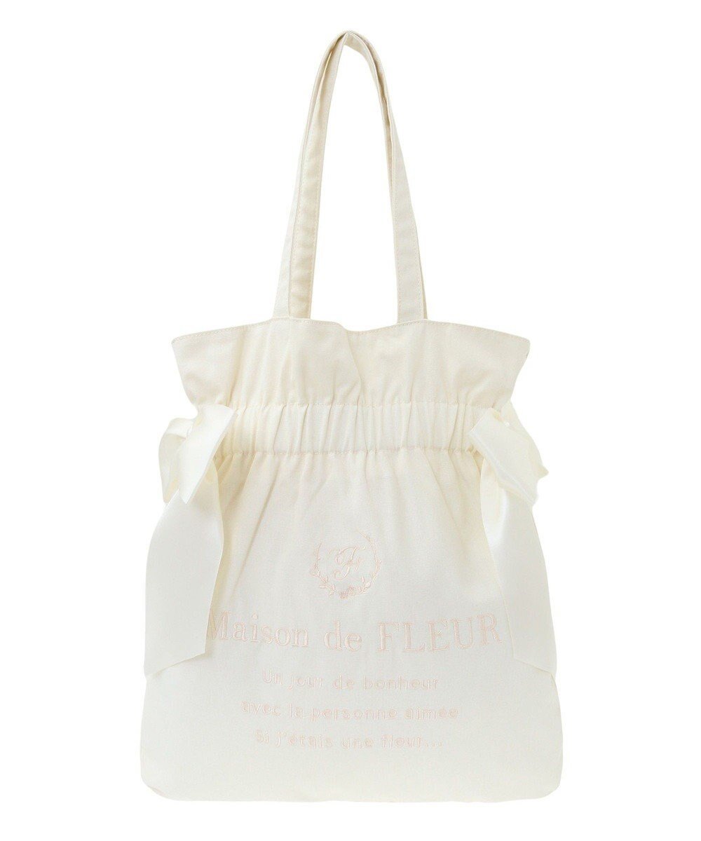 【メゾンドフルール/Maison de FLEUR】のEC限定 キャンバスダブルリボントートバッグ インテリア・キッズ・メンズ・レディースファッション・服の通販 founy(ファニー) ファッション Fashion レディースファッション Fashion for Women バッグ Bags キャンバス Canvas, Canvas Fabric ギャザー Gathered, Ruffled コレクション Collection, Seasonal Line スマホ Smartphone, Mobile Device 人気 Popular, Best Seller フェミニン Feminine, Girly ポケット Pocket, Pocket Detail リボン Ribbon, Bow ビジネス 仕事 通勤 Business / Work / Commuting Ivory|ID: prp329100004666947 ipo3291000000034178104