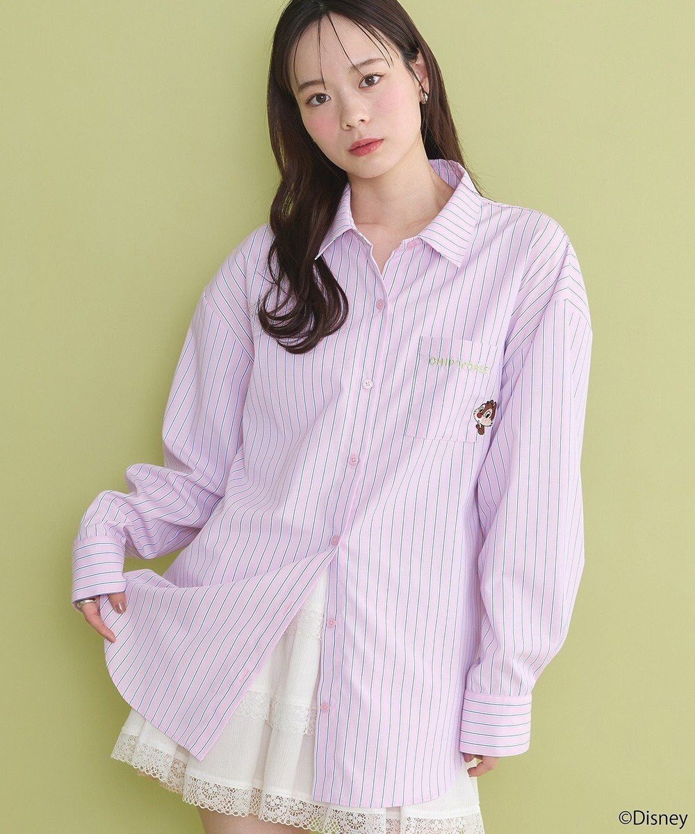 【アースミュージックアンドエコロジー/earth music&ecology】のチップ&デール/ストライプシャツ インテリア・キッズ・メンズ・レディースファッション・服の通販 founy(ファニー) ファッション Fashion レディースファッション Fashion for Women トップス・カットソー Cut & Sew Tops シャツ・ブラウス・オフィスカジュアル Elegant Blouses & Button-Ups おすすめ Recommended / Our Picks ストライプ Stripe, Striped Pattern バランス Balance, Style Balance モチーフ Motif, Design Theme ロング Long, Long-Length ワンポイント One Point, Statement Accent 夏 Summer 春 Spring S/S・春夏 SS, Spring/Summer, Warm Season 羽織 Haori, Light Jacket Pink|ID: prp329100004667469 ipo3291000000033754702