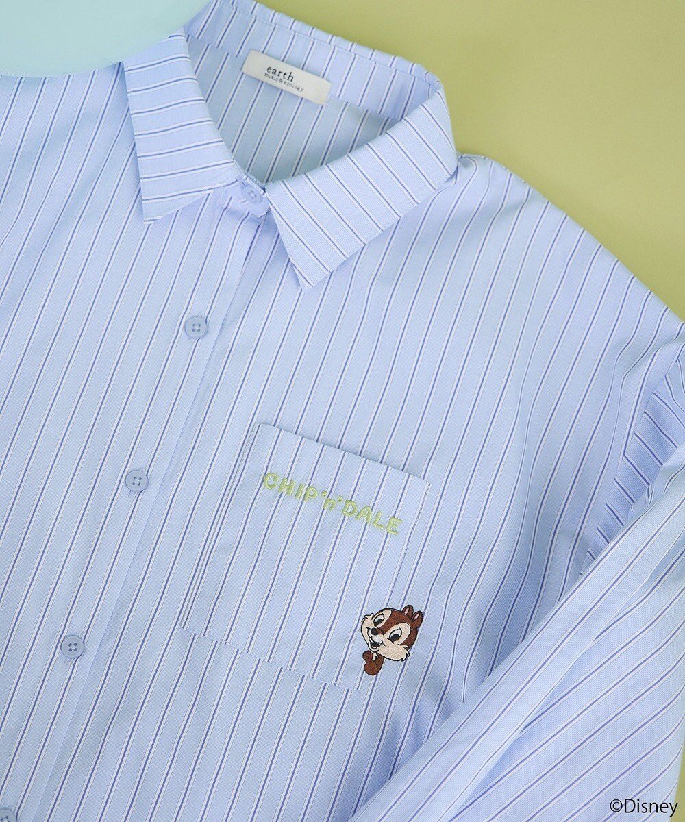 【アースミュージックアンドエコロジー/earth music&ecology】のチップ&デール/ストライプシャツ インテリア・キッズ・メンズ・レディースファッション・服の通販 founy(ファニー) ファッション Fashion レディースファッション Fashion for Women トップス・カットソー Cut & Sew Tops シャツ・ブラウス・オフィスカジュアル Elegant Blouses & Button-Ups おすすめ Recommended / Our Picks ストライプ Stripe, Striped Pattern バランス Balance, Style Balance モチーフ Motif, Design Theme ロング Long, Long-Length ワンポイント One Point, Statement Accent 夏 Summer 春 Spring S/S・春夏 SS, Spring/Summer, Warm Season 羽織 Haori, Light Jacket Blue|ID: prp329100004667469 ipo3291000000033754704