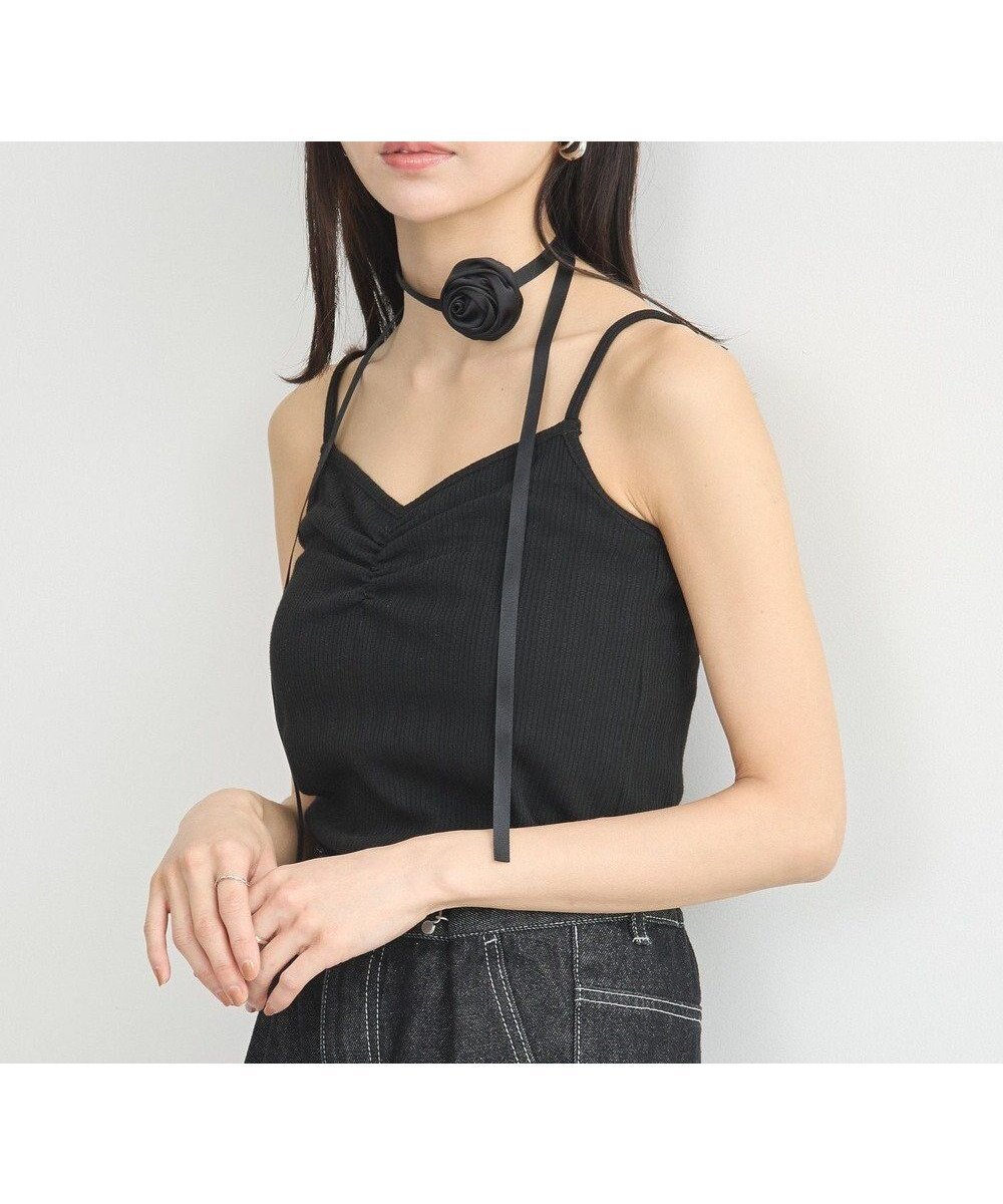【アースミュージックアンドエコロジー/earth music&ecology】のSET2点ローズモチーフチョーカー+キャミインナー インテリア・キッズ・メンズ・レディースファッション・服の通販 founy(ファニー) ファッション Fashion レディースファッション Fashion for Women トップス・カットソー Cut & Sew Tops キャミソール&ノースリーブ Camisoles & Sleeveless Tops おすすめ Recommended / Our Picks インナー Innerwear キャミソール Camisole, Spaghetti Strap Top ギャザー Gathered, Ruffled シンプル Simple, Minimal フェミニン Feminine, Girly ポケット Pocket, Pocket Detail ロマンティック Romantic, Feminine Style 夏 Summer 春 Spring S/S・春夏 SS, Spring/Summer, Warm Season 無地 Plain, Solid Color Black|ID: prp329100004667617 ipo3291000000033755236