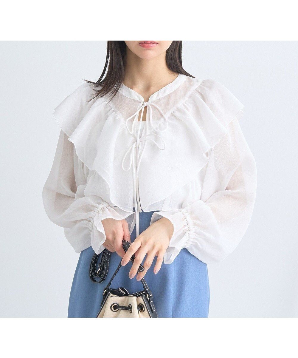 【アースミュージックアンドエコロジー/earth music&ecology】のシアーラッフルショートボレロ インテリア・キッズ・メンズ・レディースファッション・服の通販 founy(ファニー) ファッション Fashion レディースファッション Fashion for Women トップス・カットソー Cut & Sew Tops カーディガン・羽織り Layered Style Cardigans おすすめ Recommended / Our Picks インナー Innerwear カーディガン Cardigan, Knitwear キャミソール Camisole, Spaghetti Strap Top シアー Sheer, See-Through ショート Short, Short Length フェミニン Feminine, Girly ボレロ Bolero, Short Cardigan ポケット Pocket, Pocket Detail 夏 Summer 春 Spring S/S・春夏 SS, Spring/Summer, Warm Season Ivory|ID: prp329100004667626 ipo3291000000033755267