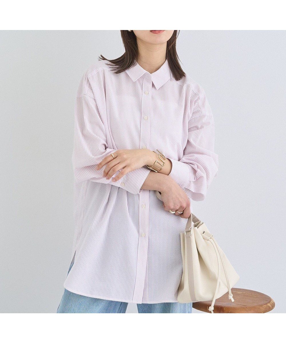 【アースミュージックアンドエコロジー/earth music&ecology】のサッカーレギュラーシャツ インテリア・キッズ・メンズ・レディースファッション・服の通販 founy(ファニー) ファッション Fashion レディースファッション Fashion for Women トップス・カットソー Cut & Sew Tops シャツ・ブラウス・オフィスカジュアル Elegant Blouses & Button-Ups サッカー Seersucker, Summer Fabric シンプル Simple, Minimal デニム Denim, Jeans Material ポケット Pocket, Pocket Detail 夏 Summer 春 Spring S/S・春夏 SS, Spring/Summer, Warm Season Pink|ID: prp329100004667629 ipo3291000000033755278