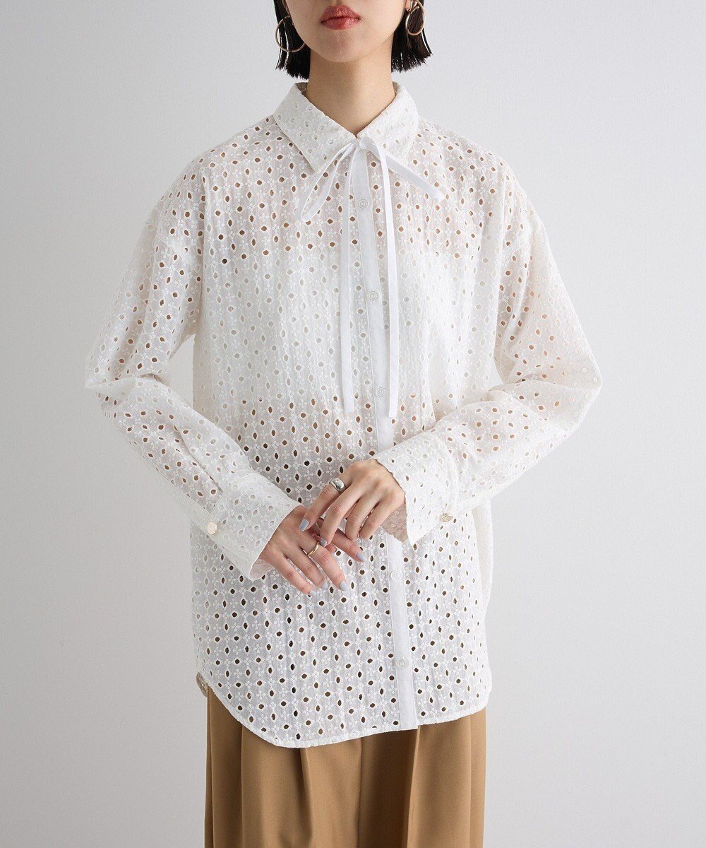 【グリーンパークス/Green Parks】のボウタイシャツ インテリア・キッズ・メンズ・レディースファッション・服の通販 founy(ファニー) ファッション Fashion レディースファッション Fashion for Women トップス・カットソー Cut & Sew Tops シャツ・ブラウス・オフィスカジュアル Elegant Blouses & Button-Ups カフス Cuff Design ストライプ Stripe, Striped Pattern フェミニン Feminine, Girly ポケット Pocket, Pocket Detail メタル Metal, Metal Parts ワーク Workwear, Utility Style 夏 Summer 春 Spring S/S・春夏 SS, Spring/Summer, Warm Season Off White|ID: prp329100004667773 ipo3291000000033755868