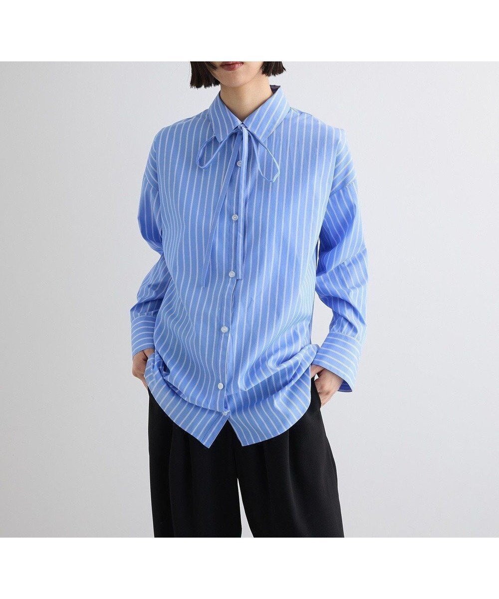 【グリーンパークス/Green Parks】のボウタイシャツ インテリア・キッズ・メンズ・レディースファッション・服の通販 founy(ファニー) ファッション Fashion レディースファッション Fashion for Women トップス・カットソー Cut & Sew Tops シャツ・ブラウス・オフィスカジュアル Elegant Blouses & Button-Ups カフス Cuff Design ストライプ Stripe, Striped Pattern フェミニン Feminine, Girly ポケット Pocket, Pocket Detail メタル Metal, Metal Parts ワーク Workwear, Utility Style 夏 Summer 春 Spring S/S・春夏 SS, Spring/Summer, Warm Season Stripe|ID: prp329100004667773 ipo3291000000033755870