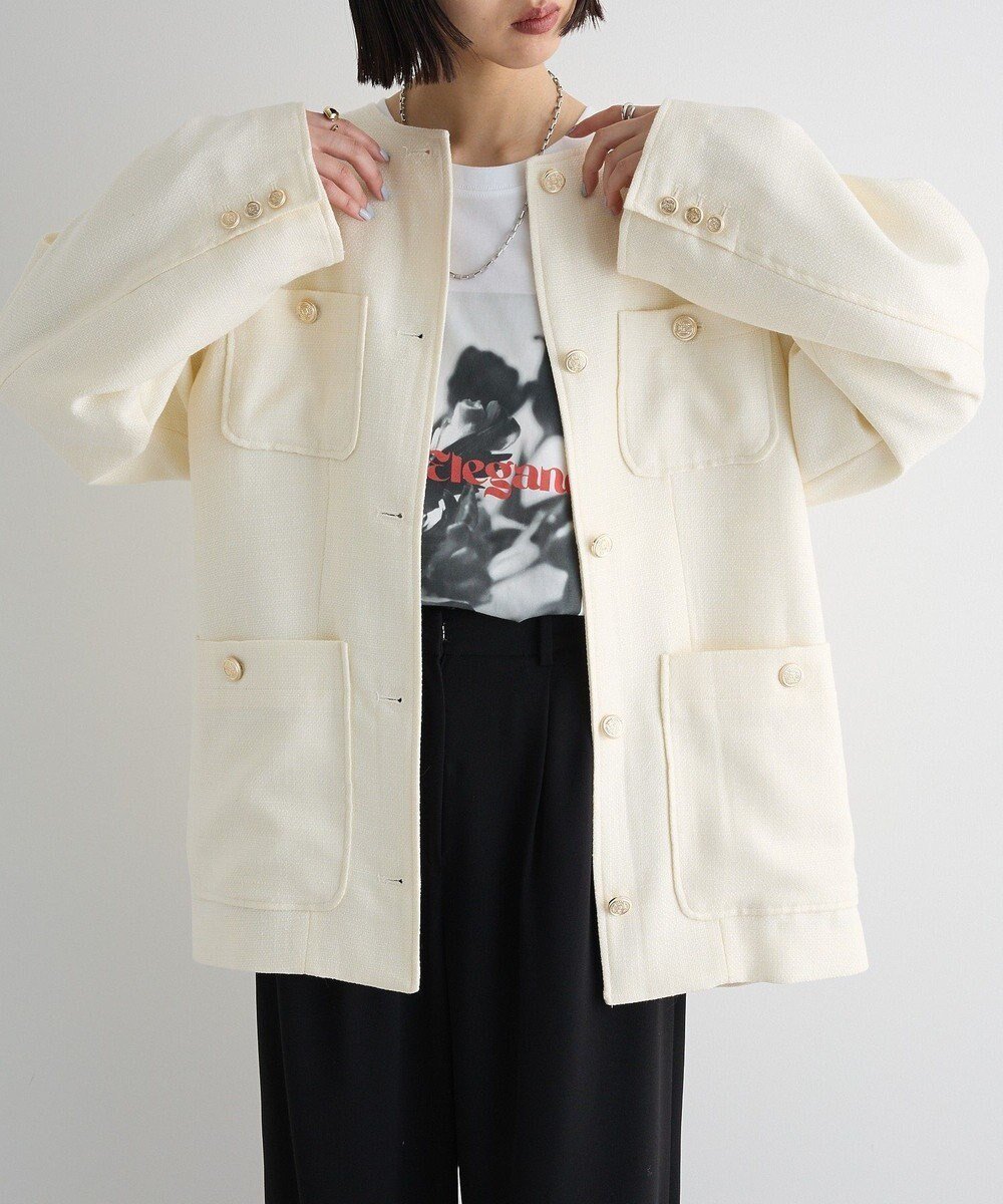 【グリーンパークス/Green Parks】のツィードミディ丈ジャケット 人気、トレンドファッション・服の通販 founy(ファニー) 　ファッション　Fashion　レディースファッション　Fashion for Women　アウター　Coat / Outerwear Collection　レディースジャケット・軽アウター　Jackets　ノーカラージャケット / シンプル上品コーデ　Collarless Jackets　おすすめ　Recommended / Our Picks　ジャケット　Jacket, Outerwear　ツイード／ツィード　Choker, Choker Necklace　ツイード　Twill, Twill Weave　デニム　Denim, Jeans Material　ボトム　Bottoms, Lower Wear　ポケット　Pocket, Pocket Detail　メタル　Metal, Metal Parts　リボン　Ribbon, Bow　夏　Summer　春　Spring　S/S・春夏　SS, Spring/Summer, Warm Season　 other-1|ID: prp329100004667774 ipo3291000000033755871