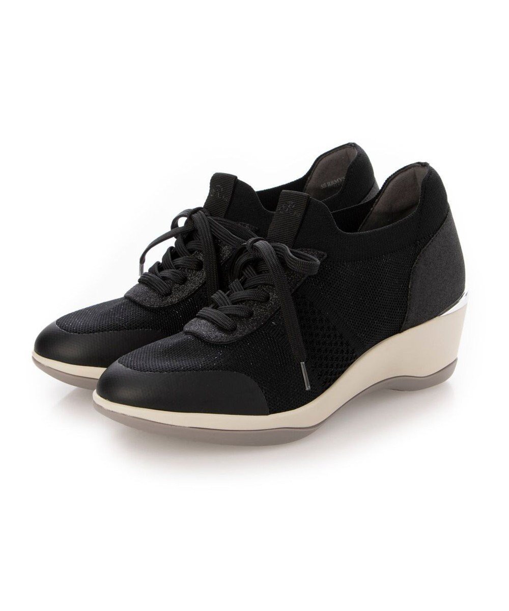 【リズ ラフィーネ/Riz raffinee】のRiz raffinee ヒールアップニットスニーカー インテリア・キッズ・メンズ・レディースファッション・服の通販 founy(ファニー) 　ファッション　Fashion　レディースファッション　Fashion for Women　トップス・カットソー　Cut & Sew Tops　ニット　Knit Tops & Sweaters　エレガント 上品　Elegant　オケージョン　Occasion Wear　春　Spring　グリッター　Glitter, Sparkle　シンプル　Simple, Minimal　スニーカー　Sneakers, Trainers　トレンド　Trend, Trending Now　フェミニン　Feminine, Girly　ベーシック　Basic, Essential　S/S・春夏　SS, Spring/Summer, Warm Season　夏　Summer　旅行　Travel　セレモニー　Ceremony　卒業式　Graduation Ceremony　ビジネス 仕事 通勤　Business / Work / Commuting　2025年　2025　2025春夏・S/S　Spring/Summer 2025 SS25　ブラック|ID: prp329100004667812 ipo3291000000033756011