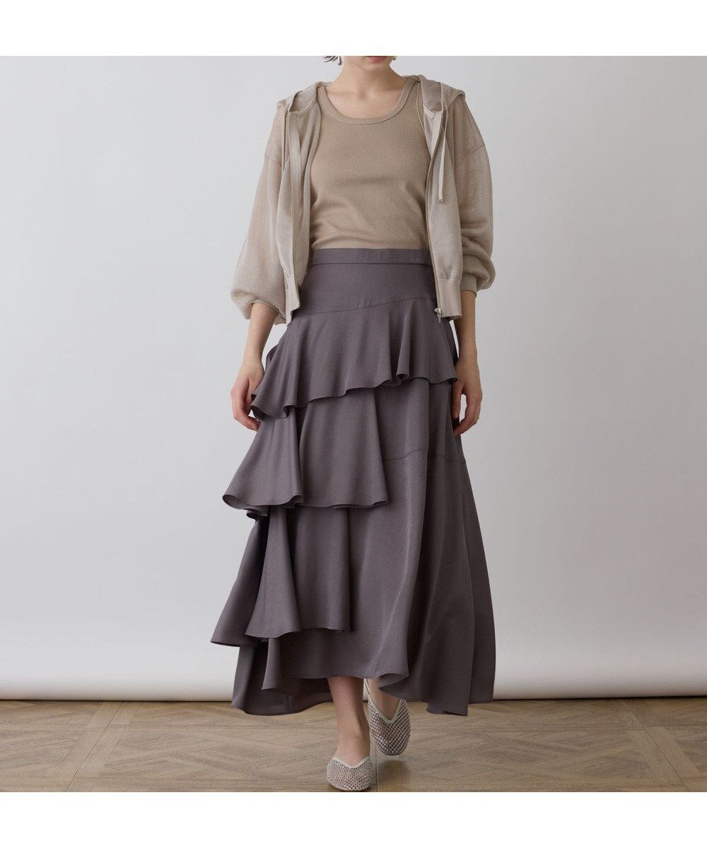 【グレース コンチネンタル/GRACE CONTINENTAL】のイレヘムサテンスカート インテリア・キッズ・メンズ・レディースファッション・服の通販 founy(ファニー) ファッション Fashion レディースファッション Fashion for Women スカート Skirts サテン Satin, Glossy Fabric ドレープ Drape, Draping Fabric フリル Frill, Ruffle ロング Long, Long-Length エレガント 上品 Elegant 今季 This Season, Current Season 夏 Summer 春 Spring S/S・春夏 SS, Spring/Summer, Warm Season チャコール|ID: prp329100004668075 ipo3291000000034200380