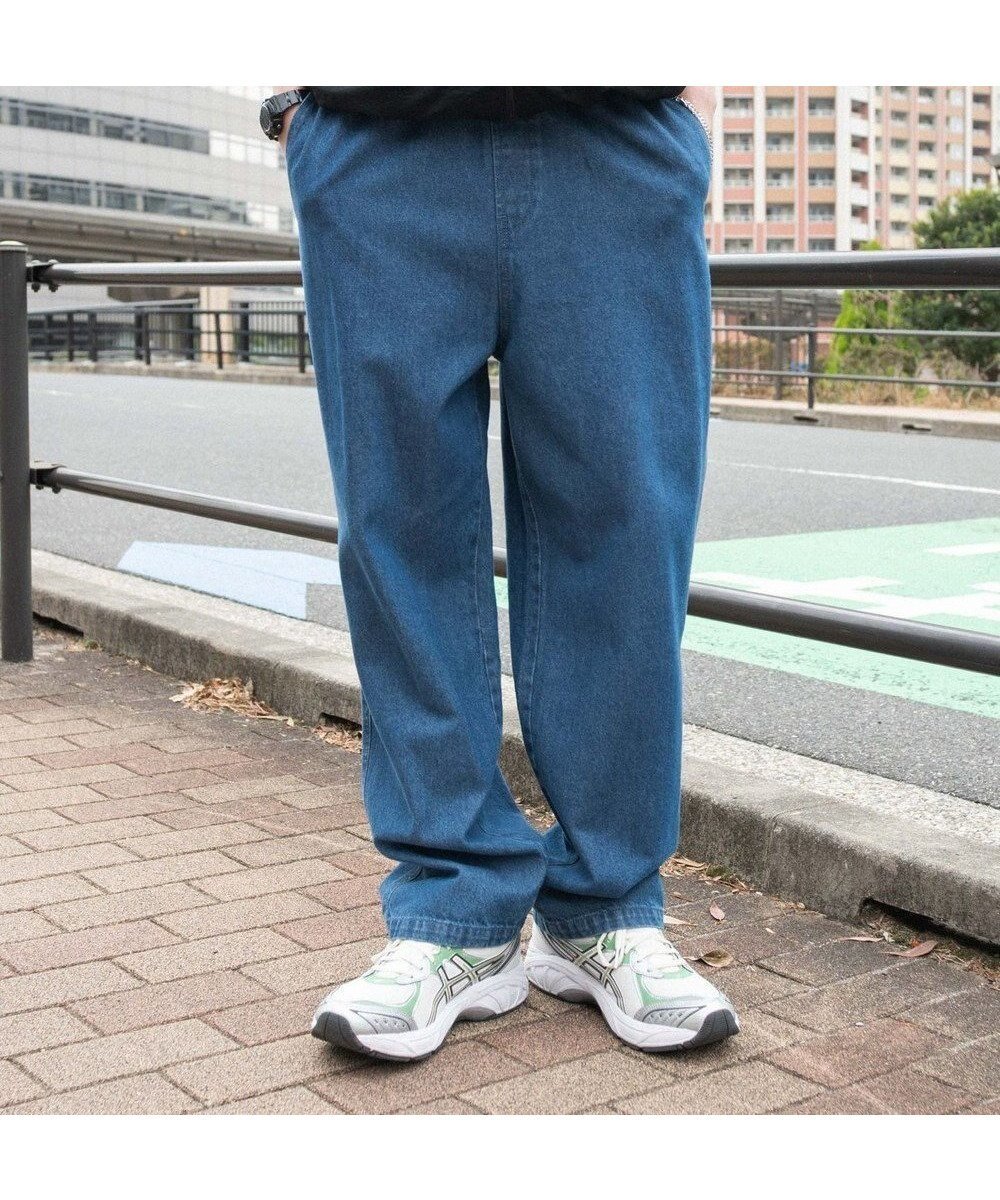 【ウィゴー/WEGO】の【ウエストゴム/SMLサイズ展開】デニムイージーストレートパンツ2 インテリア・キッズ・メンズ・レディースファッション・服の通販 founy(ファニー) 　ファッション　Fashion　レディースファッション　Fashion for Women　パンツ　Pants & Trousers　春　Spring　秋　Autumn　シンプル　Simple, Minimal　ストレート　Straight, Straight Cut　デニム　Denim, Jeans Material　定番　Standard, Basic Item　ビッグ　Big, Oversized　フィット　Fit, Slim Fit　ポケット　Pocket, Pocket Detail　半袖　Short Sleeve, Half Sleeve　メンズ　Men's, Menswear　ルーズ　Loose, Oversized　冬　Winter / This Winter　A/W・秋冬　Autumn/Winter　S/S・春夏　SS, Spring/Summer, Warm Season　プチプライス・低価格　Affordable / Budget Price　おすすめ　Recommended / Our Picks　夏　Summer　デニム中濃色|ID: prp329100004668194 ipo3291000000033757387