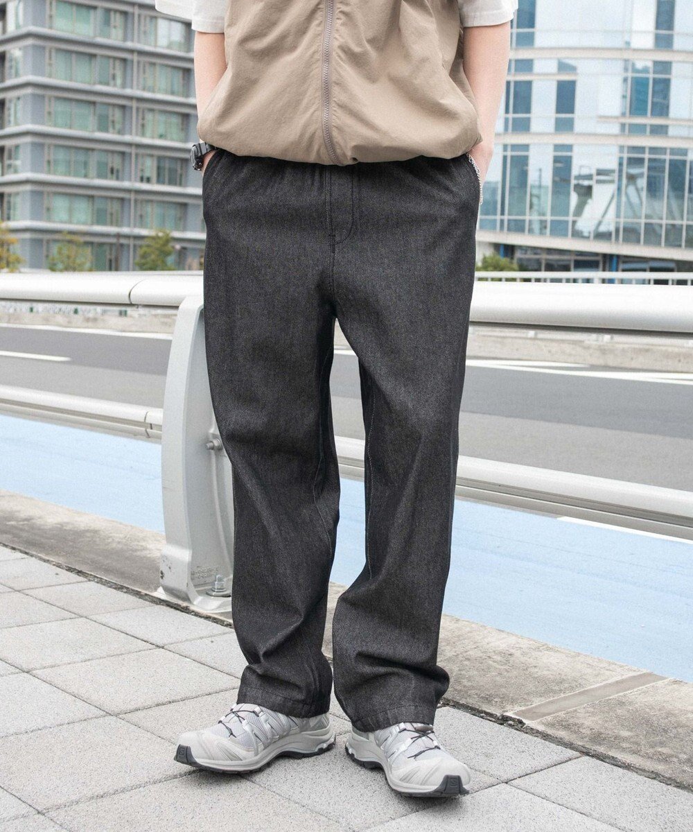 【ウィゴー/WEGO】の【ウエストゴム/SMLサイズ展開】デニムイージーストレートパンツ2 インテリア・キッズ・メンズ・レディースファッション・服の通販 founy(ファニー) 　ファッション　Fashion　レディースファッション　Fashion for Women　パンツ　Pants & Trousers　春　Spring　秋　Autumn　シンプル　Simple, Minimal　ストレート　Straight, Straight Cut　デニム　Denim, Jeans Material　定番　Standard, Basic Item　ビッグ　Big, Oversized　フィット　Fit, Slim Fit　ポケット　Pocket, Pocket Detail　半袖　Short Sleeve, Half Sleeve　メンズ　Men's, Menswear　ルーズ　Loose, Oversized　冬　Winter / This Winter　A/W・秋冬　Autumn/Winter　S/S・春夏　SS, Spring/Summer, Warm Season　プチプライス・低価格　Affordable / Budget Price　おすすめ　Recommended / Our Picks　夏　Summer　ブラック|ID: prp329100004668194 ipo3291000000033757392