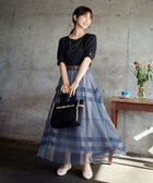 【ティアクラッセ/Tiaclasse】の【小倉優子さん着用】チュールレースチェックスカート ブルー|ID: prp329100004668358 ipo3291000000033757975