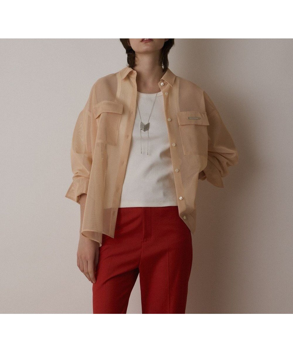 【グレース コンチネンタル/GRACE CONTINENTAL】のメッシュオーバーシャツ インテリア・キッズ・メンズ・レディースファッション・服の通販 founy(ファニー) ファッション Fashion レディースファッション Fashion for Women トップス・カットソー Cut & Sew Tops シャツ・ブラウス・オフィスカジュアル Elegant Blouses & Button-Ups カフス Cuff Design シアー Sheer, See-Through プレート Plate, Dish ポケット Pocket, Pocket Detail メタル Metal, Metal Parts メッシュ Mesh, Net Fabric 夏 Summer 春 Spring S/S・春夏 SS, Spring/Summer, Warm Season ピンク|ID: prp329100004668367 ipo3291000000033758004