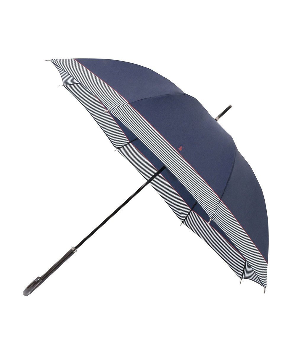【ムーンバット/MOONBAT】の【WEB限定】POLO RALPH LAUREN(ポロ ラルフローレン)長傘 ワンポイントポロポニー×裾ボーダー 8本骨 インテリア・キッズ・メンズ・レディースファッション・服の通販 founy(ファニー) ファッション Fashion レディースファッション Fashion for Women レイングッズ・傘・晴雨兼用傘 Umbrellas & Rain Gear アイビー Ivy Pattern 傘 Umbrella, Parasol シンプル Simple, Minimal テクスチャー Texture, Textured Fabric ニューヨーク New York, NYC Style プリント Print, Printed Pattern ボーダー Border, Stripe エレガント 上品 Elegant ネイビーブルー|ID: prp329100004668475 ipo3291000000036293503