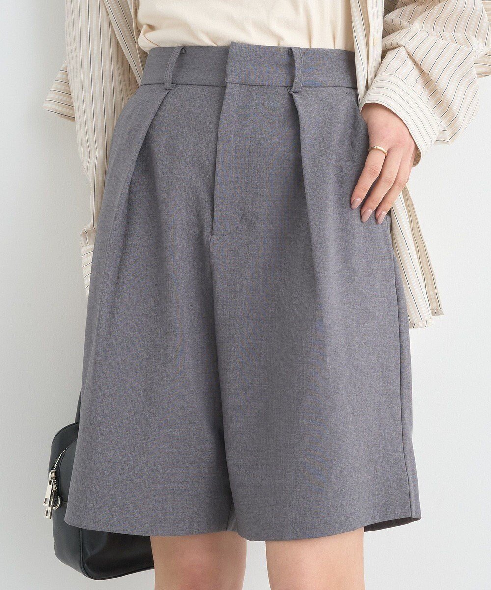 【アースミュージックアンドエコロジー/earth music&ecology】のタックハーフパンツ インテリア・キッズ・メンズ・レディースファッション・服の通販 founy(ファニー) 　ファッション　Fashion　レディースファッション　Fashion for Women　パンツ　Pants & Trousers　ショートパンツ・ハーフパンツ　High-Waisted & Relaxed Shorts　おすすめ　Recommended / Our Picks　クラシカル　Classical, Vintage-Inspired　ジャケット　Jacket, Outerwear　スウェット / スエット　Sweatshirt, Sweatwear　スラックス　Slacks, Dress Pants　ハーフ　Half, Half-Length　フロント　Front, Front Design　ポケット　Pocket, Pocket Detail　夏　Summer　春　Spring　S/S・春夏　SS, Spring/Summer, Warm Season　Gray|ID: prp329100004668485 ipo3291000000034244994