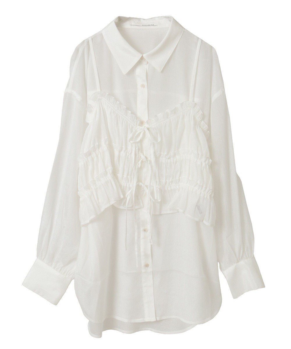 【グリーンパークス/Green Parks】の・ELENCARE DUE シアービスチェ付シャツ 人気、トレンドファッション・服の通販 founy(ファニー) 　ファッション　Fashion　レディースファッション　Fashion for Women　トップス・カットソー　Cut & Sew Tops　シャツ・ブラウス・オフィスカジュアル　Elegant Blouses & Button-Ups　ビスチェ　Bustiers & Corset Tops / Layered Bustier Style　おすすめ　Recommended / Our Picks　シャーリング　Shirring, Ruched　ビスチェ　Bustier, Corset Top　フィット　Fit, Slim Fit　フェミニン　Feminine, Girly　ポケット　Pocket, Pocket Detail　リボン　Ribbon, Bow　夏　Summer　春　Spring　S/S・春夏　SS, Spring/Summer, Warm Season　 other-1|ID: prp329100004668494 ipo3291000000033758551