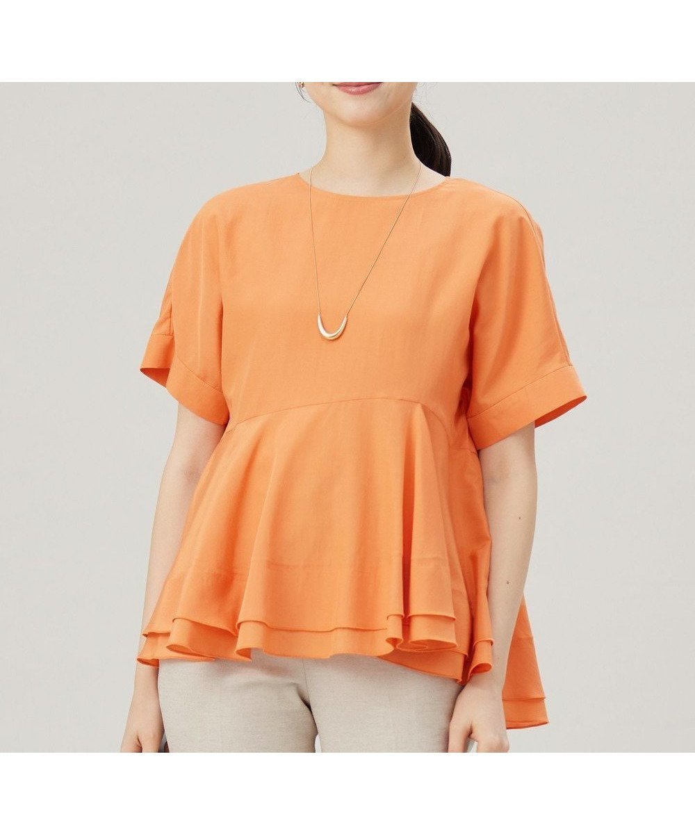 【自由区/JIYU-KU】の【洗える】ソフトリネンペプラム ブラウス インテリア・キッズ・メンズ・レディースファッション・服の通販 founy(ファニー) ファッション Fashion レディースファッション Fashion for Women トップス・カットソー Cut & Sew Tops シャツ・ブラウス・オフィスカジュアル Elegant Blouses & Button-Ups イレギュラー Irregular Design シアー Sheer, See-Through シンプル Simple, Minimal トレンド Trend, Trending Now ドレープ Drape, Draping Fabric フレア Flare, Flared ペプラム Peplum, Flared Hem ボトム Bottoms, Lower Wear ワイド Wide, Wide Fit エレガント 上品 Elegant 夏 Summer 春 Spring S/S・春夏 SS, Spring/Summer, Warm Season 洗える Machine Washable オレンジ|ID: prp329100004668538 ipo3291000000033758706