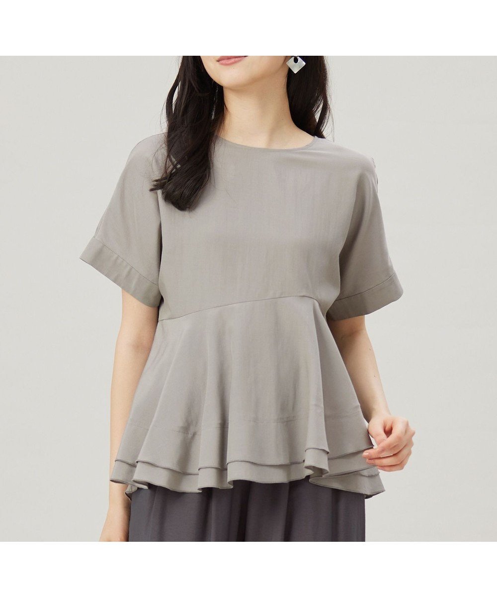 【自由区/JIYU-KU】の【洗える】ソフトリネンペプラム ブラウス インテリア・キッズ・メンズ・レディースファッション・服の通販 founy(ファニー) ファッション Fashion レディースファッション Fashion for Women トップス・カットソー Cut & Sew Tops シャツ・ブラウス・オフィスカジュアル Elegant Blouses & Button-Ups イレギュラー Irregular Design シアー Sheer, See-Through シンプル Simple, Minimal トレンド Trend, Trending Now ドレープ Drape, Draping Fabric フレア Flare, Flared ペプラム Peplum, Flared Hem ボトム Bottoms, Lower Wear ワイド Wide, Wide Fit エレガント 上品 Elegant 夏 Summer 春 Spring S/S・春夏 SS, Spring/Summer, Warm Season 洗える Machine Washable グレー|ID: prp329100004668538 ipo3291000000033758707