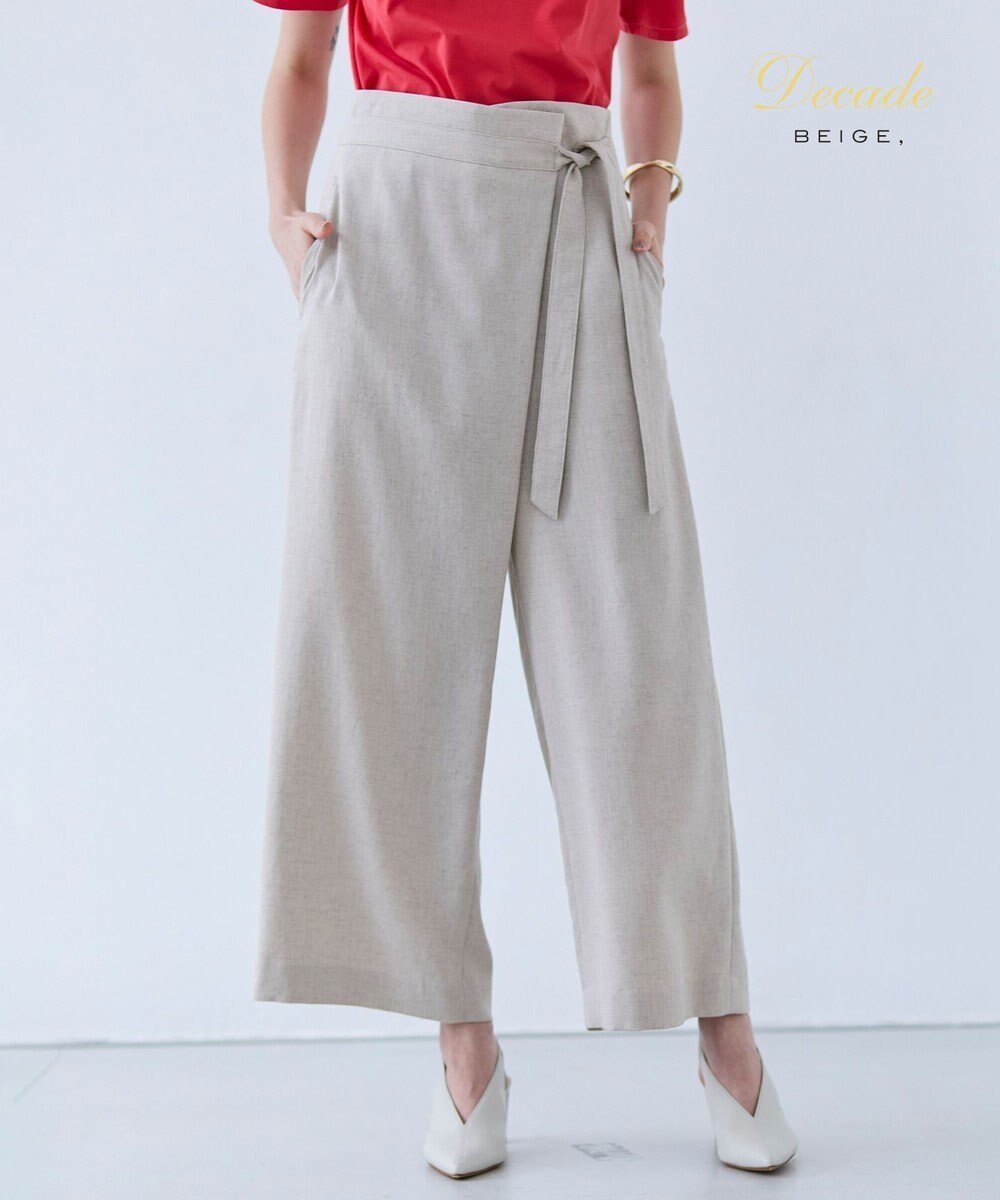 【ベイジ,/BEIGE,】の【洗える】CAROLE / リネンライクラップワイドパンツ インテリア・キッズ・メンズ・レディースファッション・服の通販 founy(ファニー) 　ファッション　Fashion　レディースファッション　Fashion for Women　パンツ　Pants & Trousers　アシンメトリー　Asymmetrical Style　春　Spring　洗える　Machine Washable　ジャケット　Jacket, Outerwear　ストレッチ　Stretch, Stretchy Fabric　セットアップ　Set-Up, Coordinated Outfit　ラップ　Wrap, Wrap Design　ワイド　Wide, Wide Fit　S/S・春夏　SS, Spring/Summer, Warm Season　夏　Summer　エレガント 上品　Elegant　ビジネス 仕事 通勤　Business / Work / Commuting　Sand|ID: prp329100004668585 ipo3291000000034244544