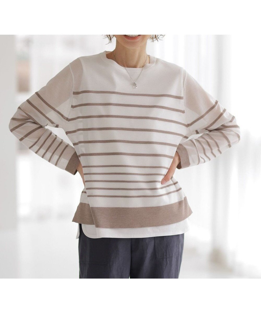 【ジェイ プレス/J.PRESS】の【WEB限定・洗える】Vis/Peスパーク シアー ボーダー ニット 人気、トレンドファッション・服の通販 founy(ファニー) ファッション Fashion レディースファッション Fashion for Women トップス・カットソー Cut & Sew Tops ニット Knit Tops & Sweaters おすすめ Recommended / Our Picks シアー Sheer, See-Through セーター Sweater, Knitwear ドレープ Drape, Draping Fabric ボーダー Border, Stripe エレガント 上品 Elegant 夏 Summer 春 Spring S/S・春夏 SS, Spring/Summer, Warm Season 洗える Machine Washable other-1|ID: prp329100004668588 ipo3291000000034296005