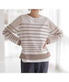 【ジェイ プレス/J.PRESS】の【WEB限定・洗える】Vis/Peスパーク シアー ボーダー ニット オフ×モカ系|ID: prp329100004668588 ipo3291000000034296006