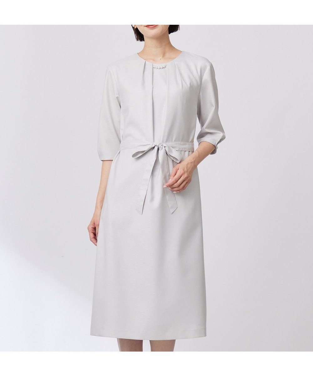 【ジェイ プレス/J.PRESS】の【洗える・UV加工・吸水速乾】OXIJEWELストレッチ ワンピース インテリア・キッズ・メンズ・レディースファッション・服の通販 founy(ファニー) 　ファッション　Fashion　レディースファッション　Fashion for Women　ワンピース　Dresses　ウォッシャブル　Machine Washable　春　Spring　洗える　Machine Washable　吸水　Absorbent, Quick-Dry　シンプル　Simple, Minimal　ジャケット　Jacket, Outerwear　ストレッチ　Stretch, Stretchy Fabric　ドレープ　Drape, Draping Fabric　パール　Pearl, Pearl Accent　メランジ　Melange, Mixed Yarn　S/S・春夏　SS, Spring/Summer, Warm Season　夏　Summer　ライトグレー系|ID: prp329100004668591 ipo3291000000033758917