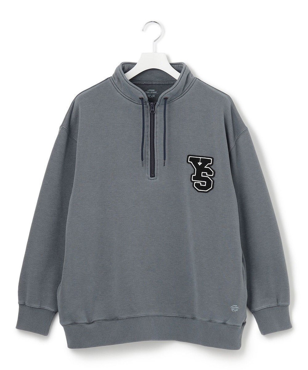 【ジェイプレスヨークストリート/J.PRESS YORK STREET】の【UNISEX】ハーフZIPスタンドネック トレーナー インテリア・キッズ・メンズ・レディースファッション・服の通販 founy(ファニー) 　ファッション　Fashion　レディースファッション　Fashion for Women　トップス・カットソー　Cut & Sew Tops　レディースパーカー・カジュアルフーディー　Casual Hoodies & Sweatshirts　スウェット・クルーネックトップス　Sweatshirts & Crewnecks / Relaxed Fit Sweat Tops　イエロー　Yellow　春　Spring　スウェット / スエット　Sweatshirt, Sweatwear　スタンド　Stand Collar, Upright Stand　トレンド　Trend, Trending Now　トレーナー　Sweatshirt, Trainer　定番　Standard, Basic Item　ハーフ　Half, Half-Length　ビッグ　Big, Oversized　ボトム　Bottoms, Lower Wear　ユニセックス　Unisex, Genderless　S/S・春夏　SS, Spring/Summer, Warm Season　夏　Summer　ネイビー系|ID: prp329100004668617 ipo3291000000033759014