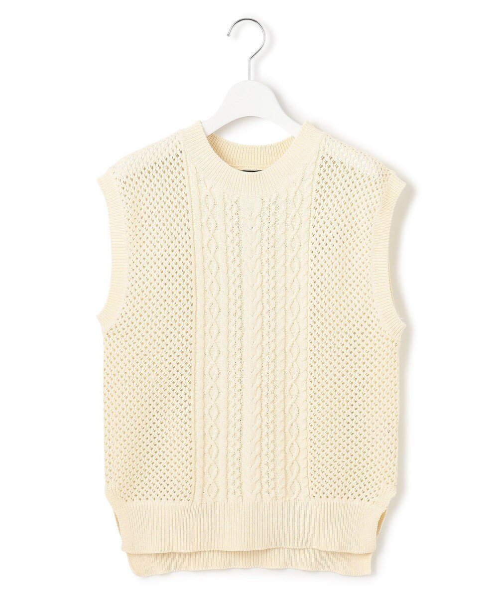 【ジェイプレスヨークストリート/J.PRESS YORK STREET】の【WOMEN】テープヤーン ニットベスト インテリア・キッズ・メンズ・レディースファッション・服の通販 founy(ファニー) 　ファッション　Fashion　レディースファッション　Fashion for Women　アウター　Coat / Outerwear Collection　トップス・カットソー　Cut & Sew Tops　ニット　Knit Tops & Sweaters　ベスト&ジレ / 重ね着スタイル　Vests & Gilets　コンパクト　Compact, Small Size　スリット　Slit, Slit Detail　ノースリーブ　Sleeveless, No-Sleeve　ベスト　Vest, Waistcoat　ボトム　Bottoms, Lower Wear　メッシュ　Mesh, Net Fabric　エレガント 上品　Elegant　夏　Summer　春　Spring　S/S・春夏　SS, Spring/Summer, Warm Season　ホワイト系|ID: prp329100004668618 ipo3291000000036223922