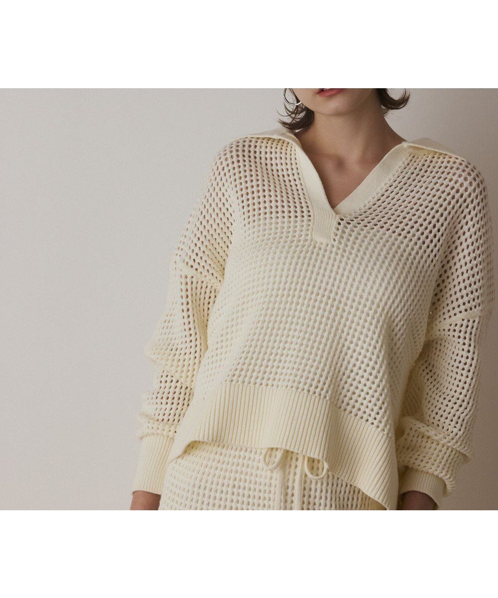 【グレース コンチネンタル/GRACE CONTINENTAL】のメッシュVネックニットトップ 人気、トレンドファッション・服の通販 founy(ファニー) 　ファッション　Fashion　レディースファッション　Fashion for Women　トップス・カットソー　Cut & Sew Tops　ニット　Knit Tops & Sweaters　Vネックトップス　V-Neck Tops / V-Cut Neckline Shirts　ショルダー　Shoulder, Shoulder Strap　ストレッチ　Stretch, Stretchy Fabric　セットアップ　Set-Up, Coordinated Outfit　セーター　Sweater, Knitwear　ドロップ　Drop Shoulder, Dropped Style　メッシュ　Mesh, Net Fabric　夏　Summer　春　Spring　S/S・春夏　SS, Spring/Summer, Warm Season　 other-1|ID: prp329100004668639 ipo3291000000033759096